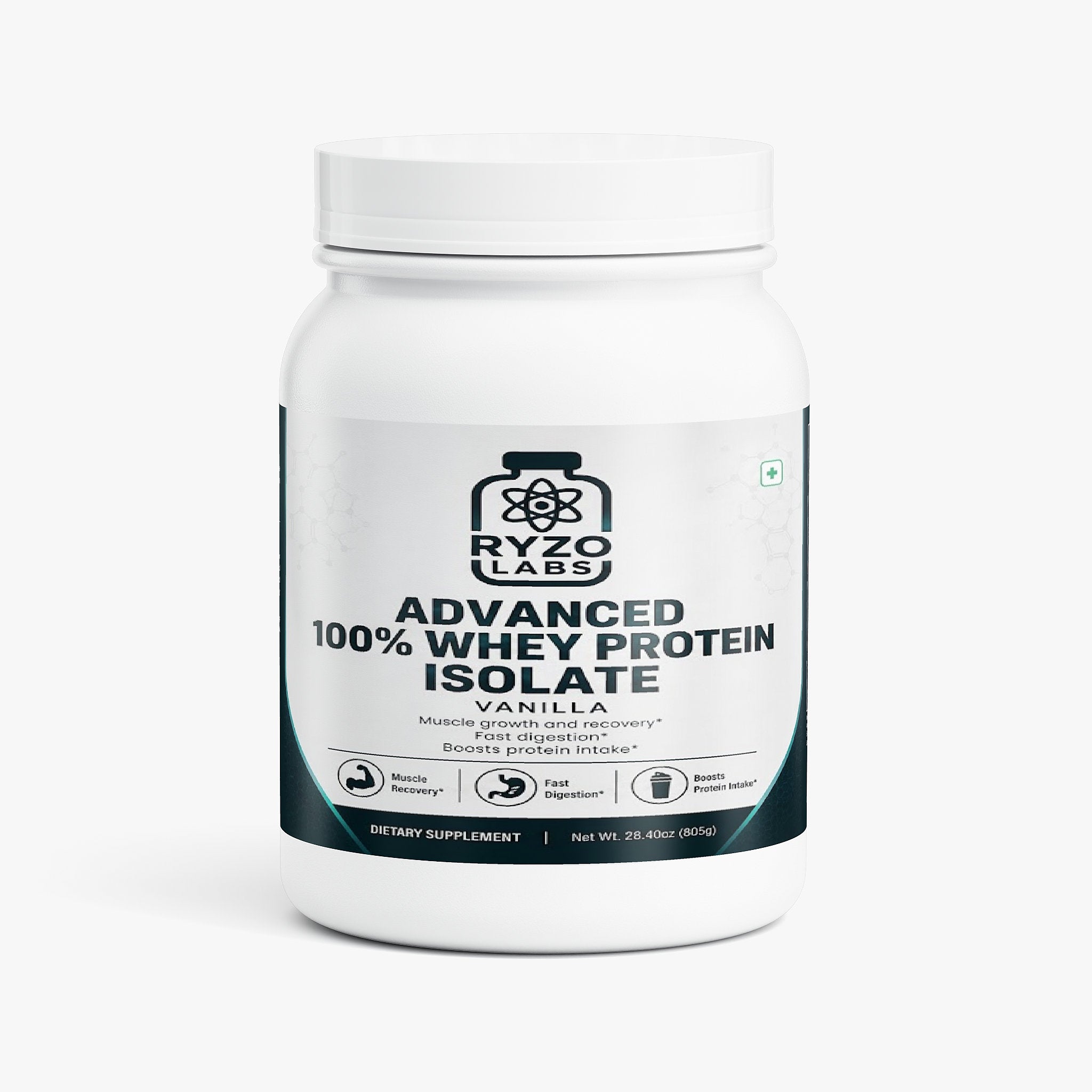 Whey protein isolate vanilla for muscle recovery and lean muscle growth by Ryzo Labs