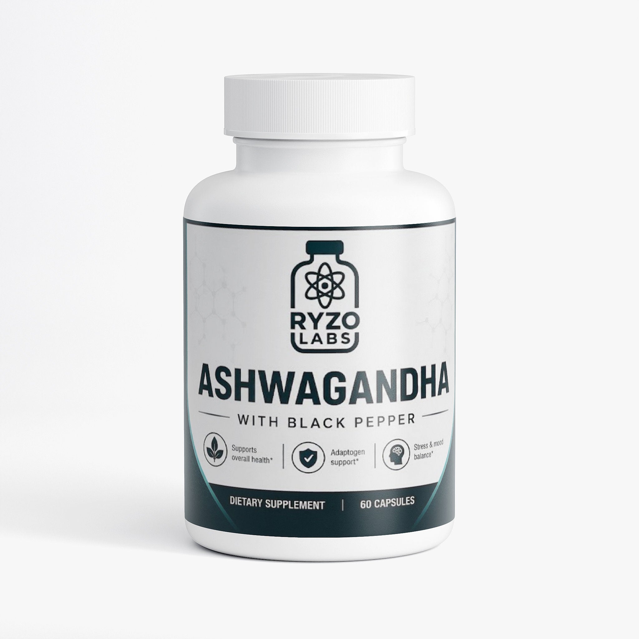 Ashwagandha supplement for stress relief and relaxation support by Ryzo Labs
