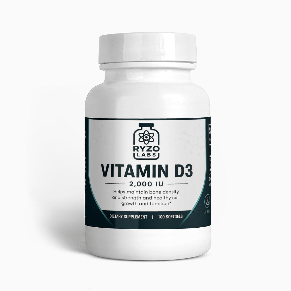 Vitamin D3 2000 IU supplement for immune system and bone health by Ryzo Labs