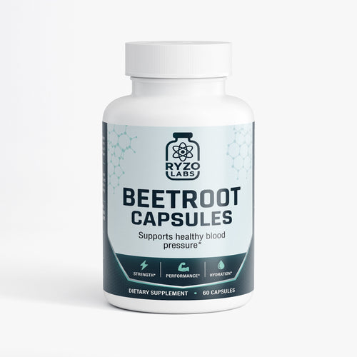 Ryzo Labs Organic Beetroot Capsules Bottle 60 Count Nitric Oxide Endurance Performance