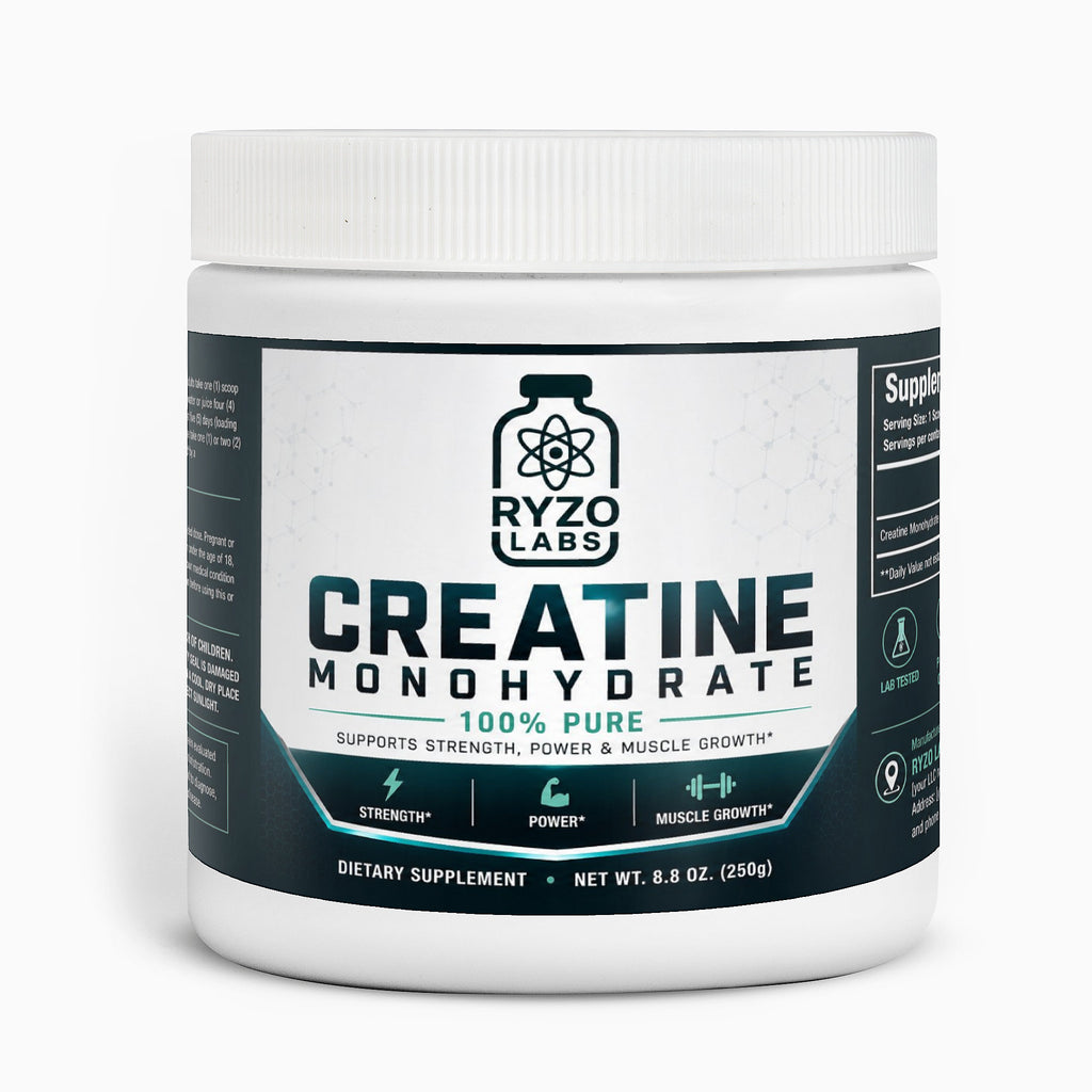 Creatine monohydrate supplement for strength, power, and performance by Ryzo Labs