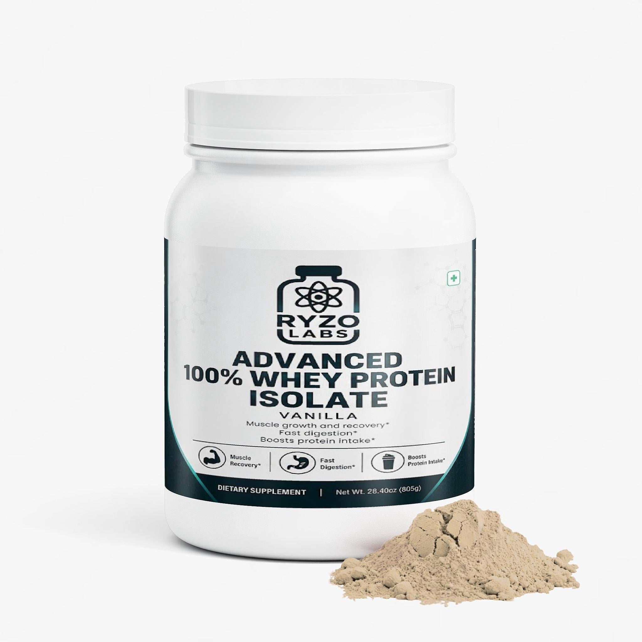 High protein low carb whey isolate supplement for fitness and performance by Ryzo Labs